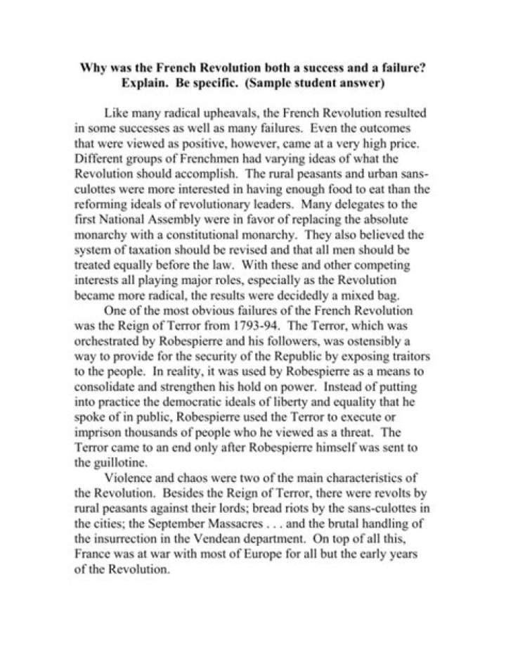 Why was the French revolution a failure?
